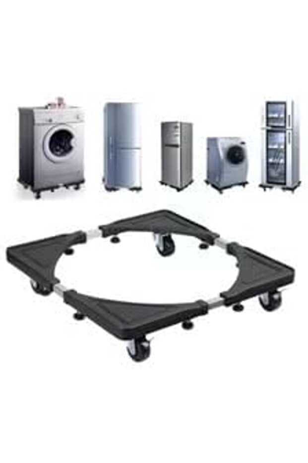 Adjustable Washing Machine and Refrigerator Stand Black/Silver 40.0 cm
