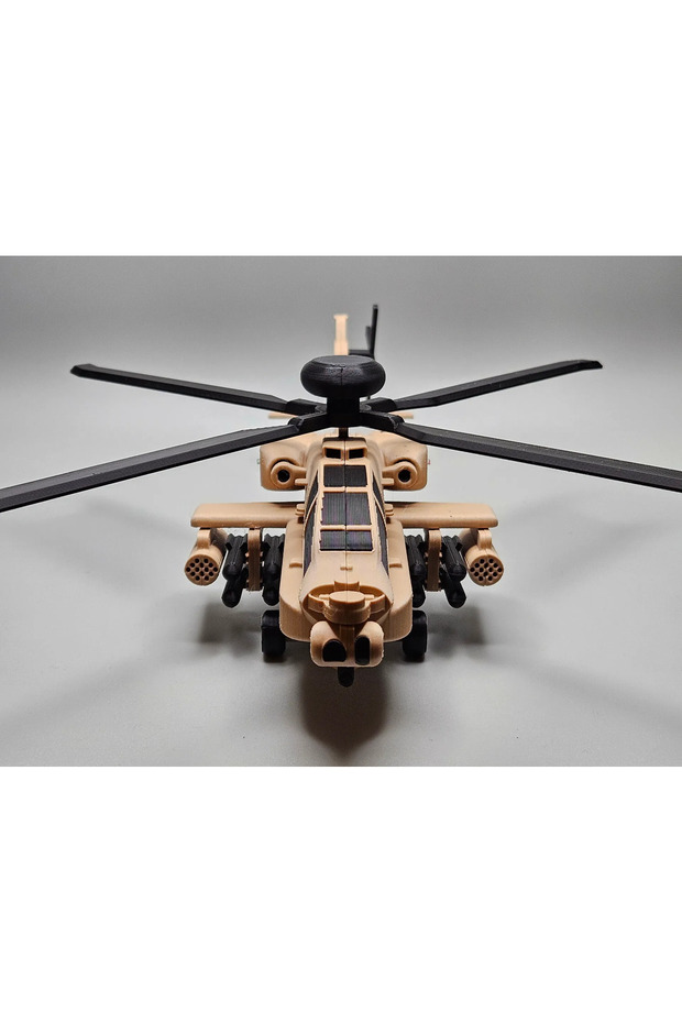 3D Baskı AH-64 Apache Helikopter - Hareketli Pervaneli | Masaüstü Model - 4
