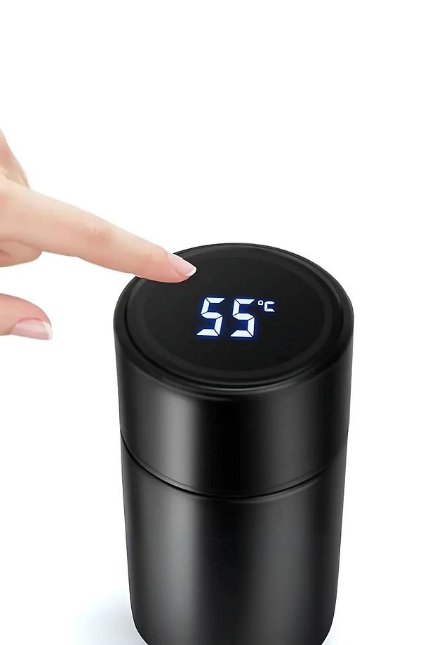 Yeni Nesil Siyah Termos Led Dijital Sıcaklık Göstergeli Kaliteli Paslanmaz Çelik Yalıtımlı Termos - 5