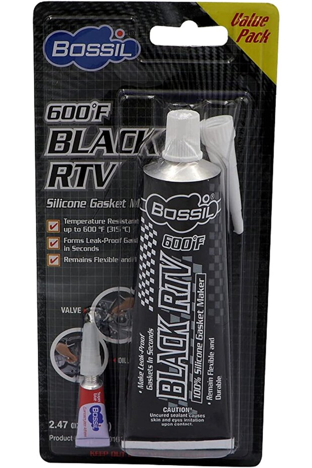 High Temperature 600F (313C) RTV Silicone Gasket Maker & Sealant - Black, 2.47oz/70g