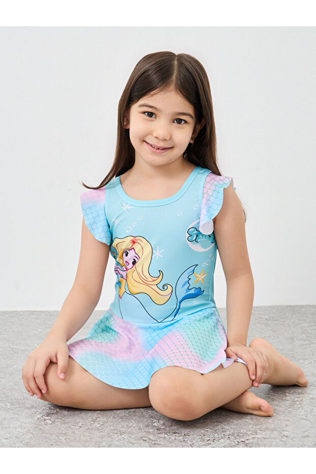 Mermaid Print Ruffled Swimsuit