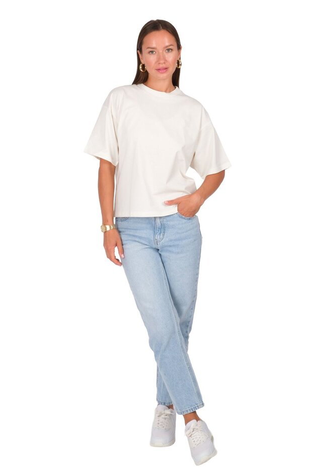 Kadın Basic Boxed Fit T-Shirt - 4