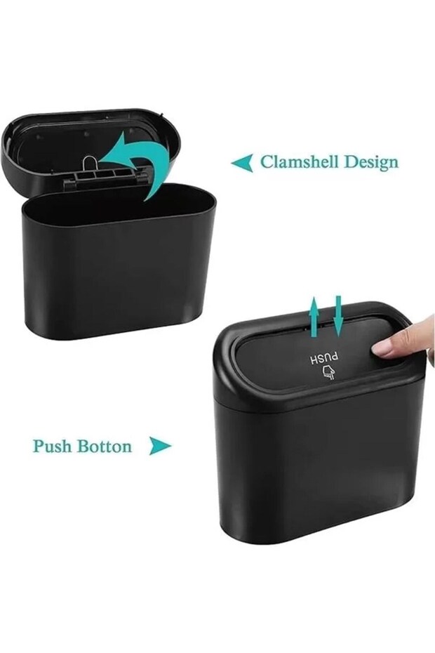 2Pcs Set Car Trash Can In-Car Portable Organizer with Lid Garbage Bucket Push Lid Ko - 2