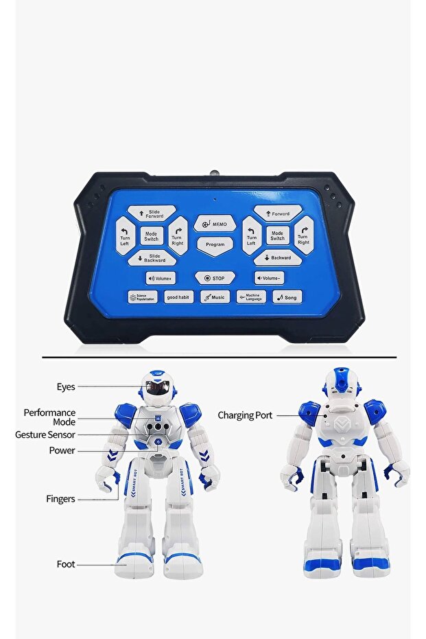Oyuncak Uzaktan Kumandalı ve El Sensörlü Şarjlı Led Işık Moonwalk Akıllı Robot 19 Fonskiyonlu - 4