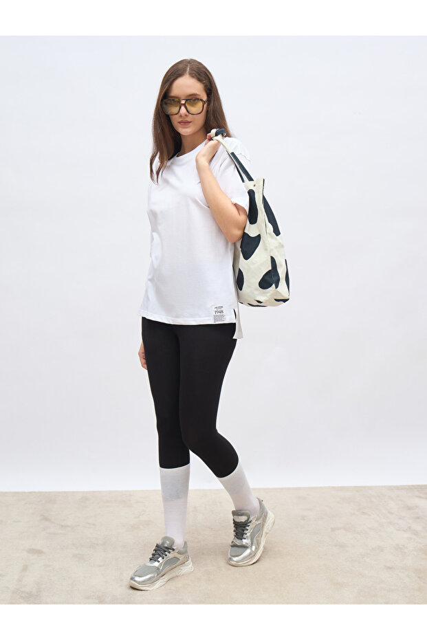 High-Low Hem Oversized T-Shirt with Patch Detail