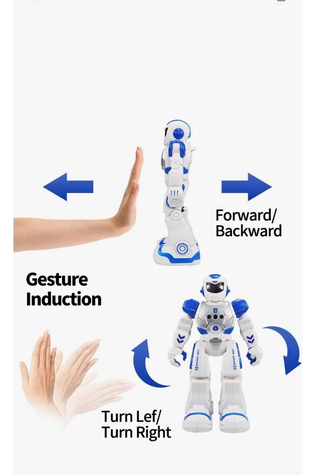 Oyuncak Uzaktan Kumandalı ve El Sensörlü Şarjlı Led Işık Moonwalk Akıllı Robot 19 Fonskiyonlu - 3