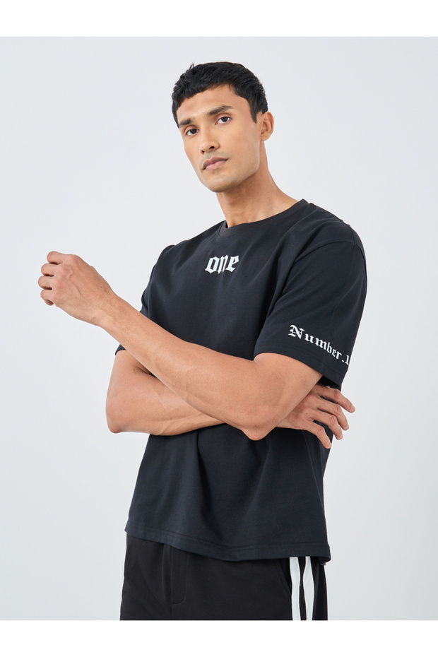 Placement Print Crew Neck Oversized T-Shirt