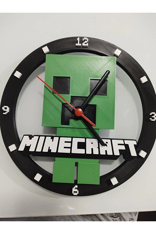 minecraft temalı duvar saati - 2