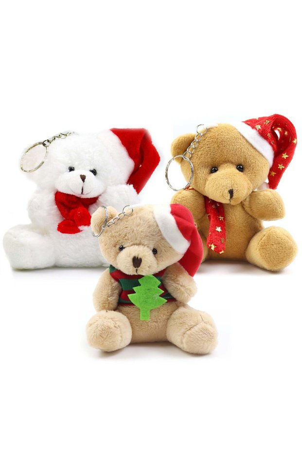 Mini New Year Teddy Bear Keychain