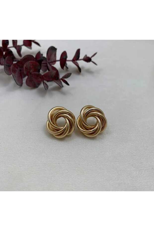 EBRULY-Gold iç içe halkalı küpe - 3