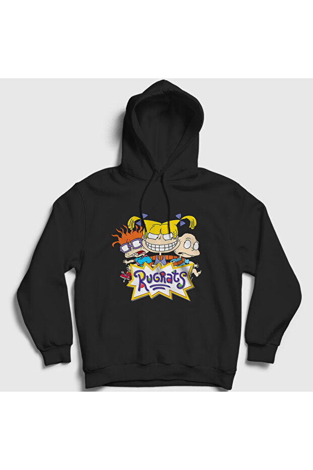 Unisex Black Chuckie Angelica Tommy Rugrats Hooded Sweatshirt 558663Tt