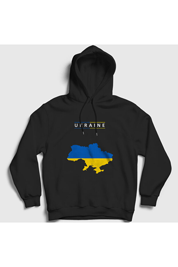Unisex Black Ukraine Map Flag Ukraine Map Flag Hooded Sweatshirt 563419Tt