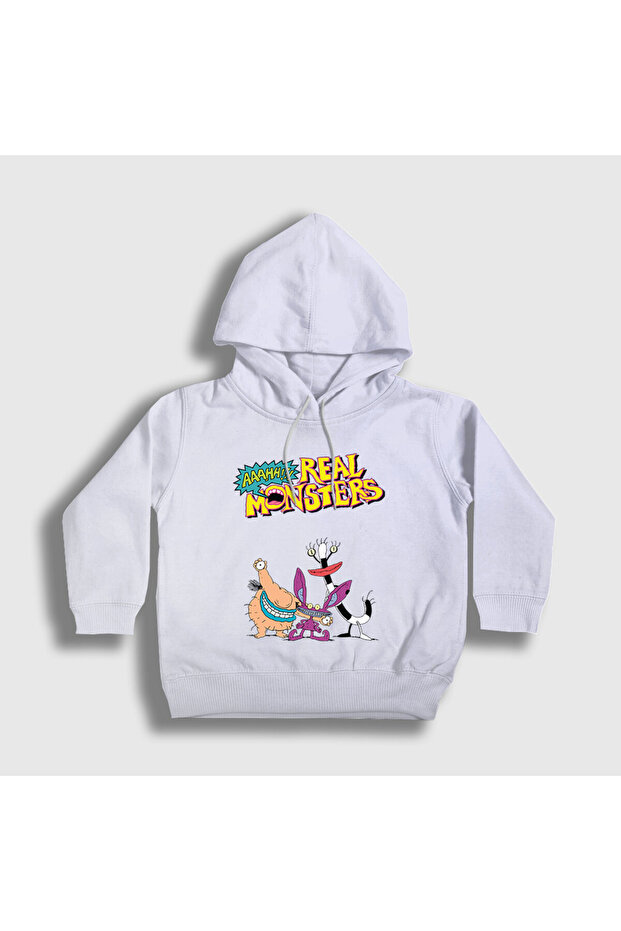 Unisex Kids White Poster Real Monsters Hooded Sweatshirt 561951Tt