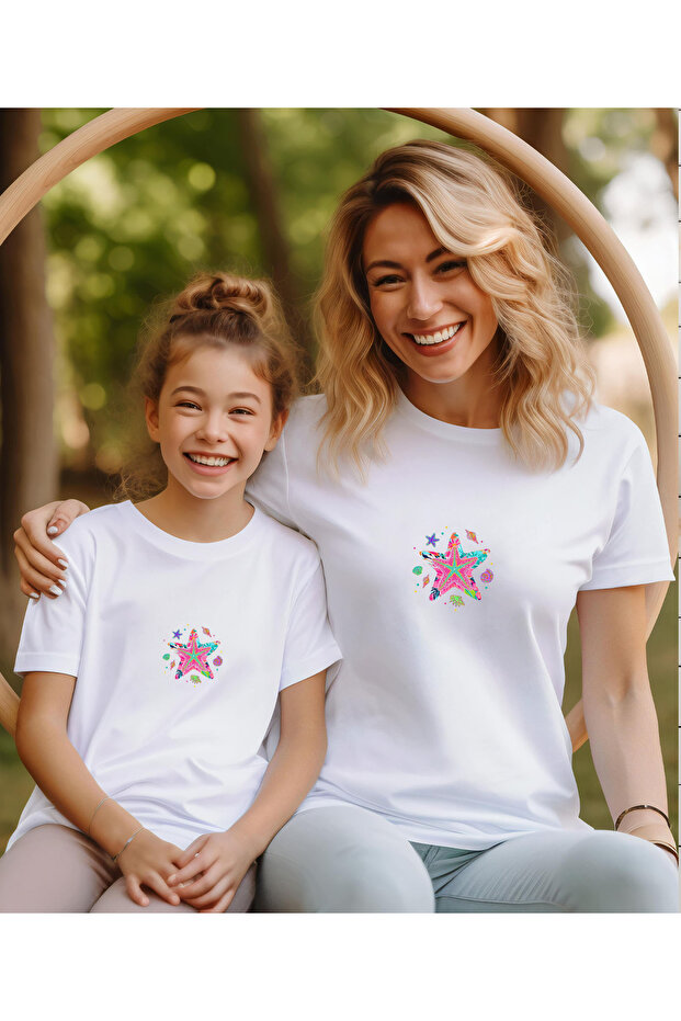 Starfish Printed Mother-Daughter Matching T-Shirt (Add 2 Items to Make a Matching)