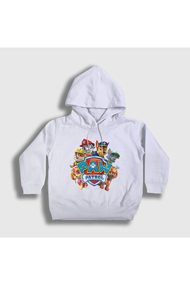 Unisex Kids White All Paw Patrol Hooded Sweatshirt 557722Tt