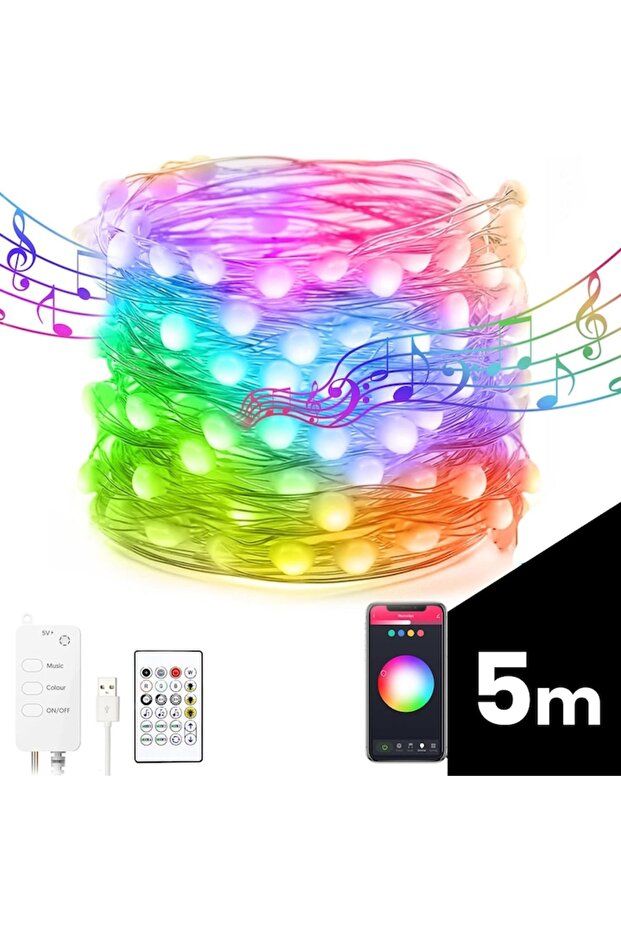 Smart Light String - USB - 33 LED RGB - 5m - Bluetooth - 2