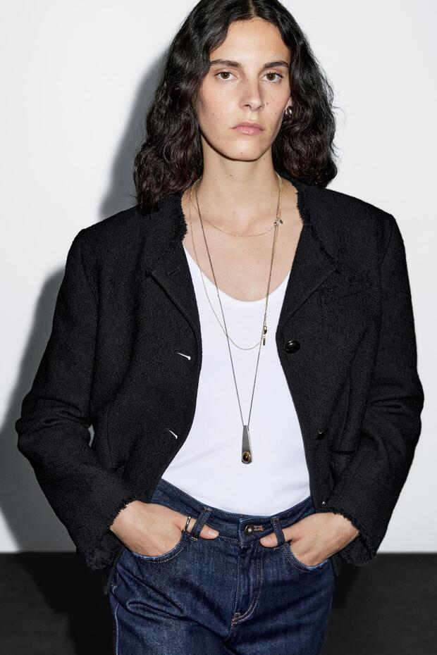 Düğmeli crop ceket - 3