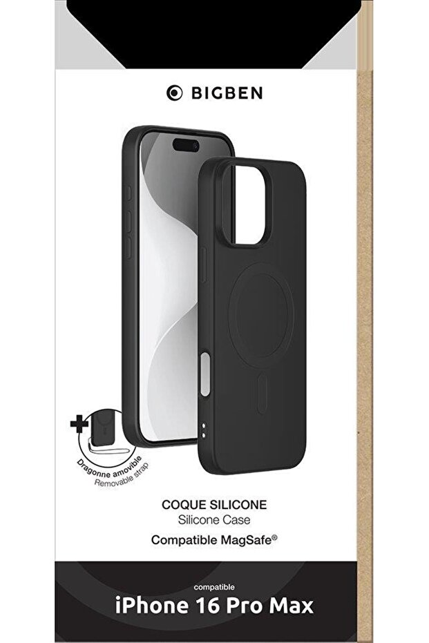 جراب ماجسيف لهاتف iPhone 16 Pro Max من السيليكون الأسود المتوافق - 2