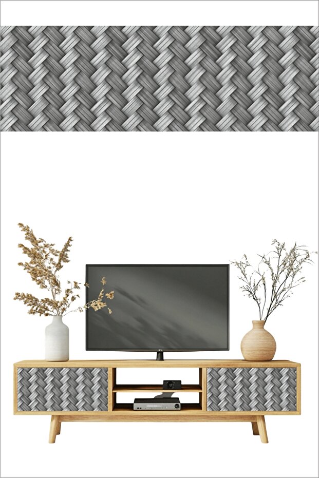 Wicker Rattan Patterned Self-Adhesive Lamination Cabinet, Dresser, Nightstand Covering Foil