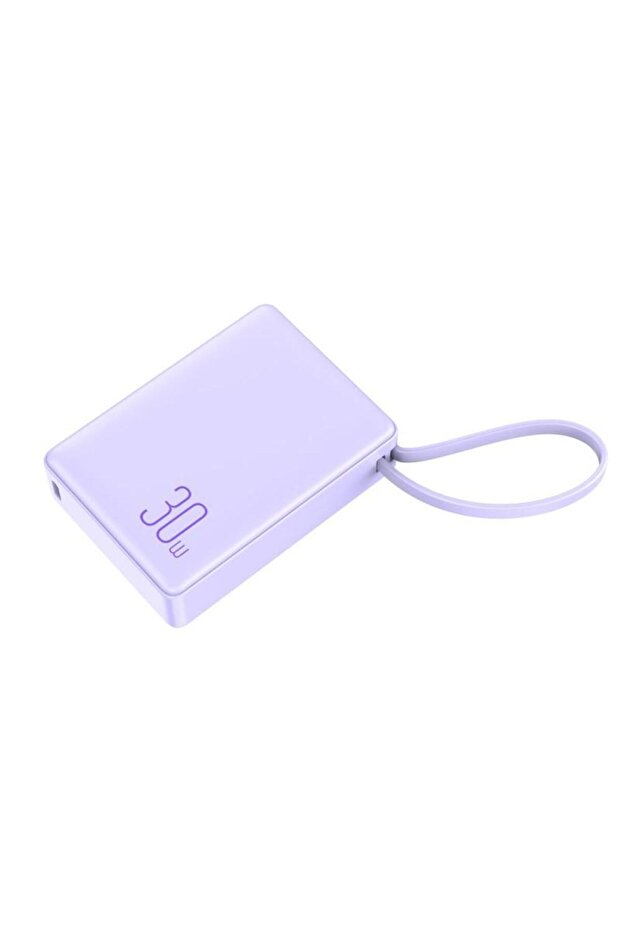 10000mAh 30W Mini Power Bank With Inbuilt Type C Cable Purple [TR-PB1534]