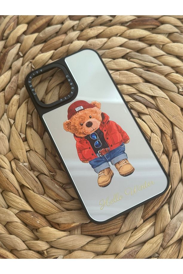 Iphone 13 Pro Max Uyumlu Casefity Aynalı Kılıf Hello Winter Ayıcık Desenli Premıum Kapak - 1