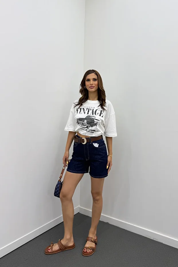 Samira Yüksek Bel Kot Şort - 1