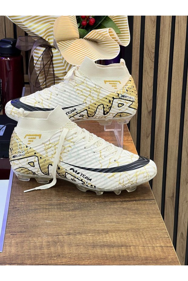 Vinnex Sports Crampon Shoes with Lycra Socks-Beige Gold