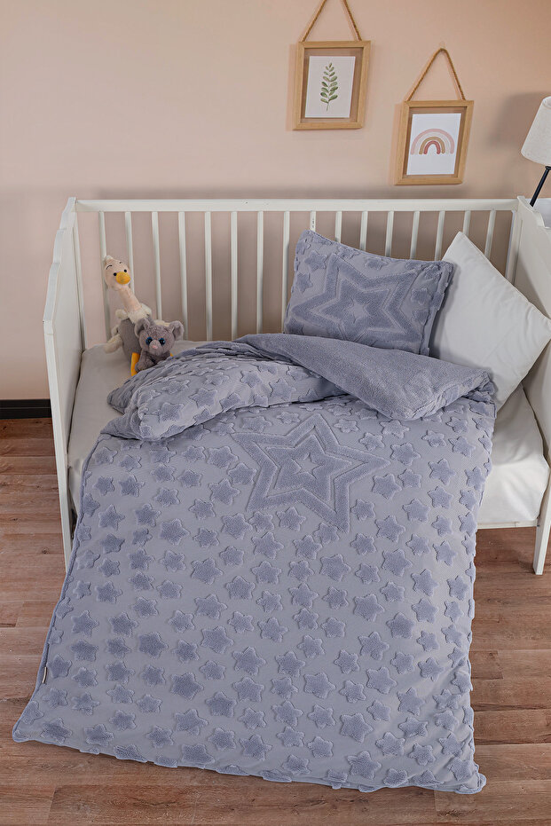 Welsoft Baby Duvet Cover Set - Star Gray