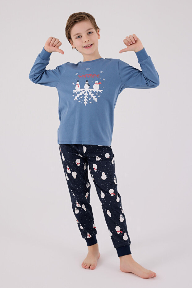 Erkek Çocuk Mavi Pijama Takımı - 3