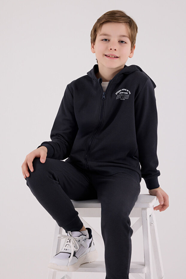 Boy's Anthracite Tracksuit Set - 1