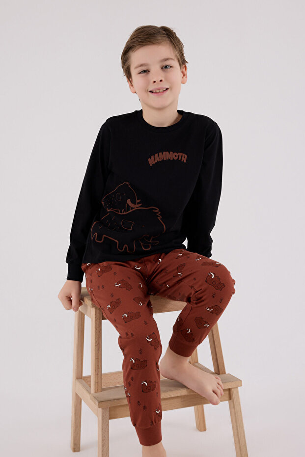 طقم بيجامة أسود للأولاد - 1