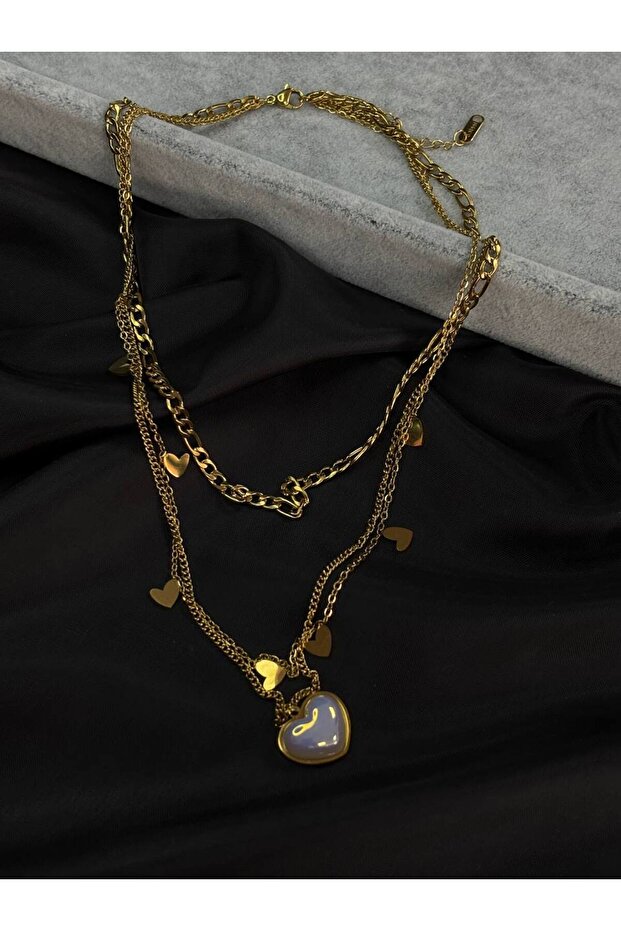 SEDEFLİ - KALP FİGÜRLÜ ÇELİK KOLYE - 1