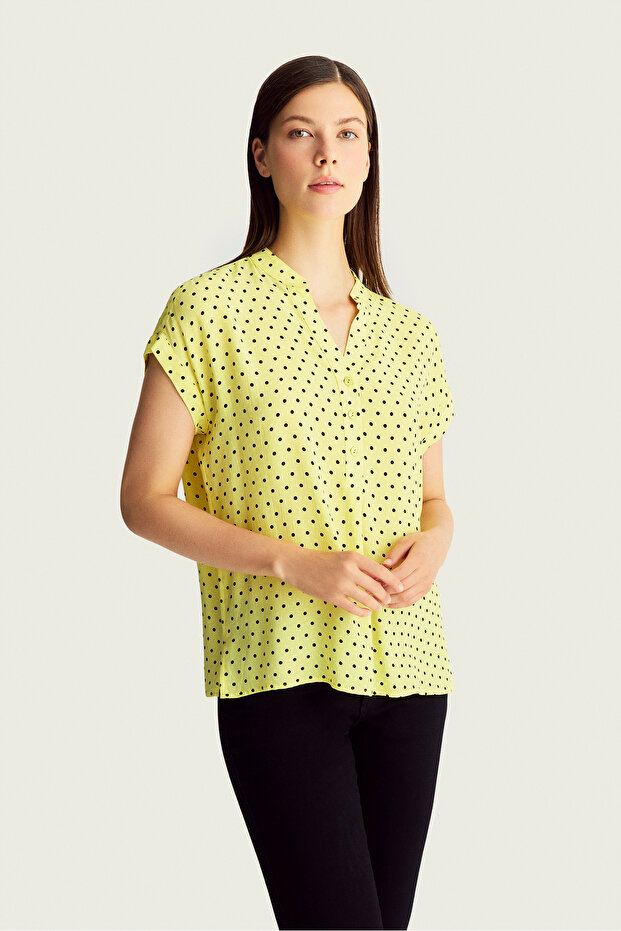 Düşük Kollu Puan Desen Bluz - 2