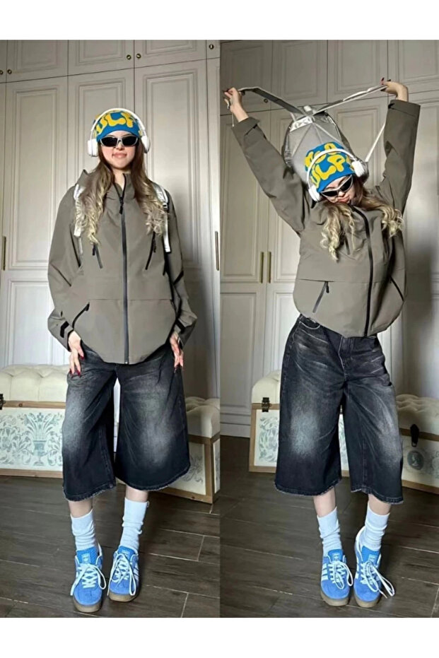 Y2K RECYCLED BAGGY POCKET STAR JEAN ŞORT BERMUDA - 3