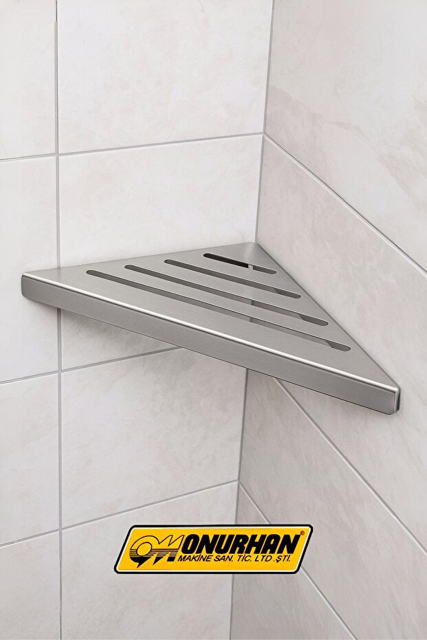 Stainless Steel Bathroom Corner Shelf with Hidden Hanger Adhesive Screw Mounting
