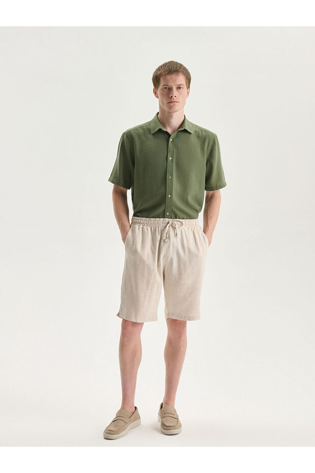 Standard Fit Linen Blended Men's Shorts