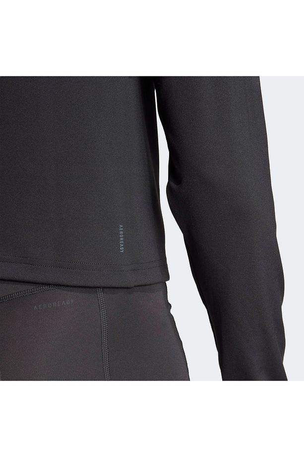 Train Essentials Minimal Branding 1-4 Zip Kadın Siyah Antrenman Eşofman Üstü - 6