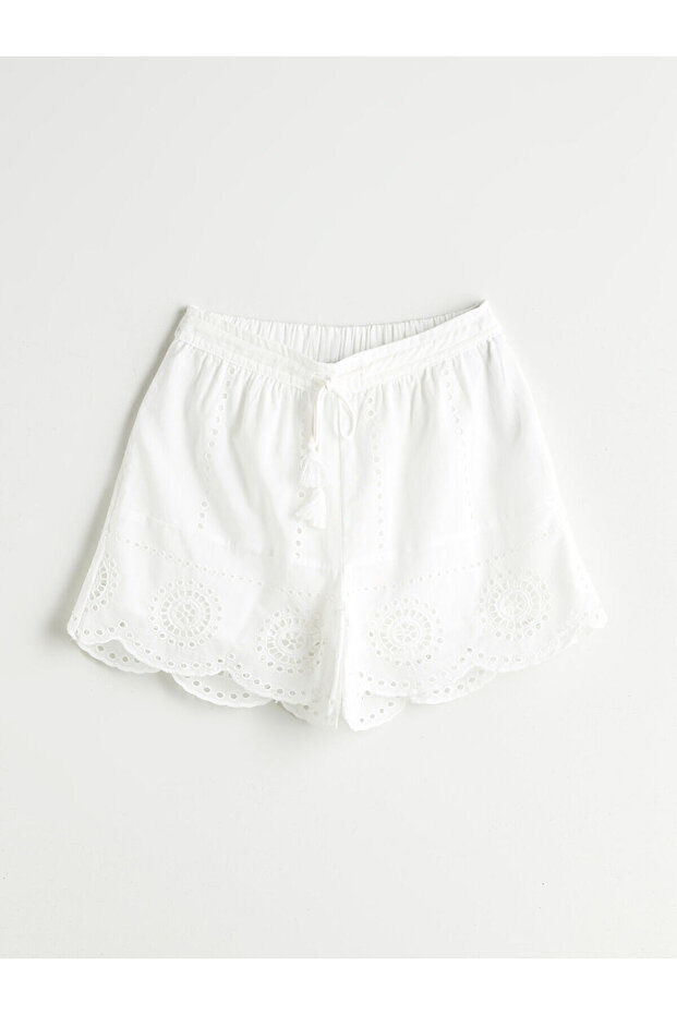 Beli Lastikli Ajurlu Kadın Şort - 1