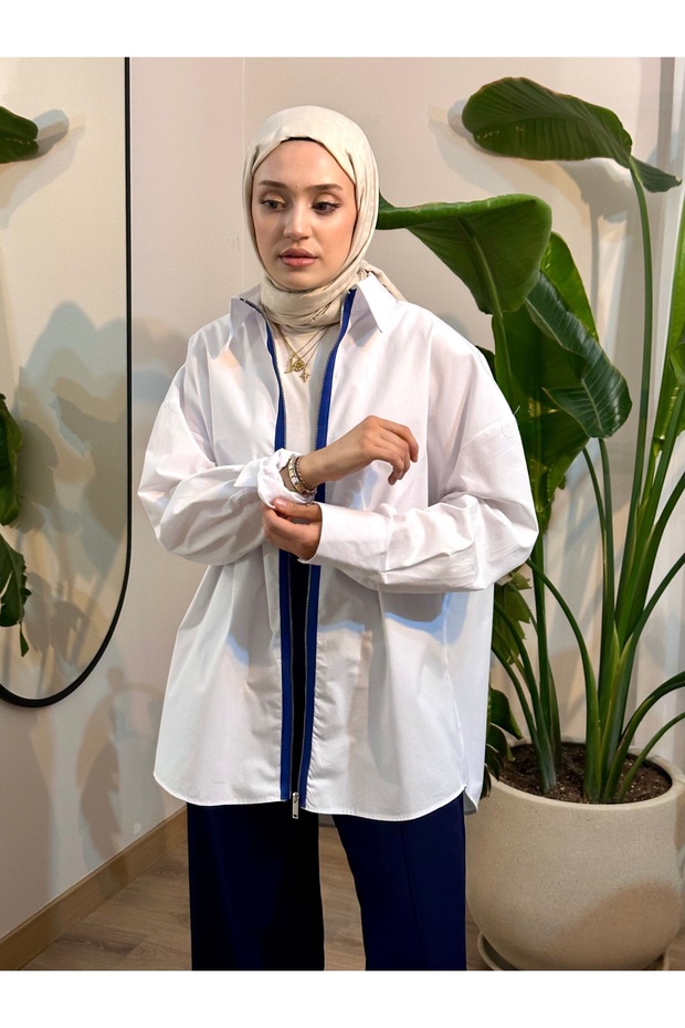 Fermuar Detaylı Gömlek - 3