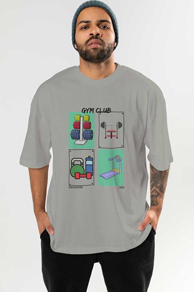 Gym Club Front Printed Oversize T-Shirt Men Women 100% Cotton Crew Neck Tshirt