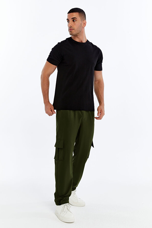 Men's Oversize Loose Fit Cargo Pocket Premium Sweatpants Parachute Fabric Adjustable Leg Clip-On Baggy Trousers