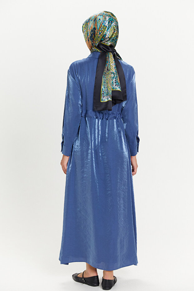 Jakarlı Gömlek Elbise - 6