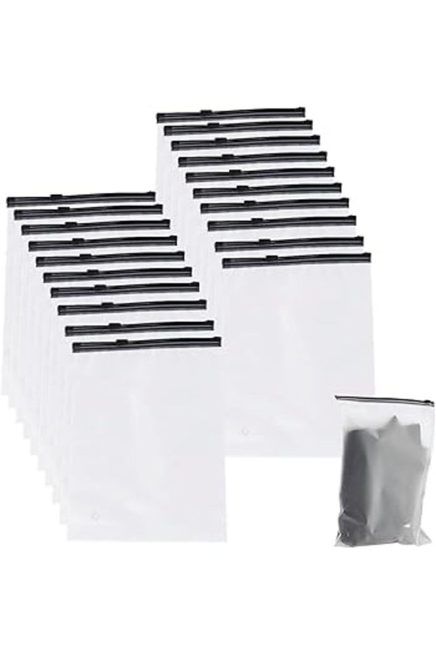 20-Pack Reusable Ziplock Bags – Frosted Clear Storage for Clothes, Shoes, Toiletries (40x30cm)