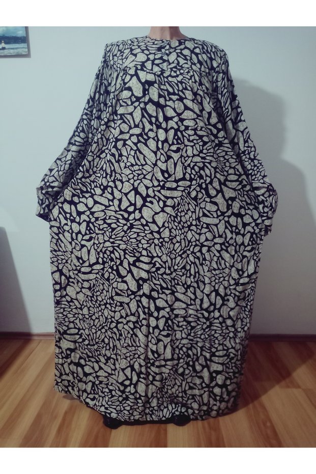 Robadan Long Sleeve 100% Viscose Pressed Floral Mother Dress, Prayer Dress, Hijab Dress
