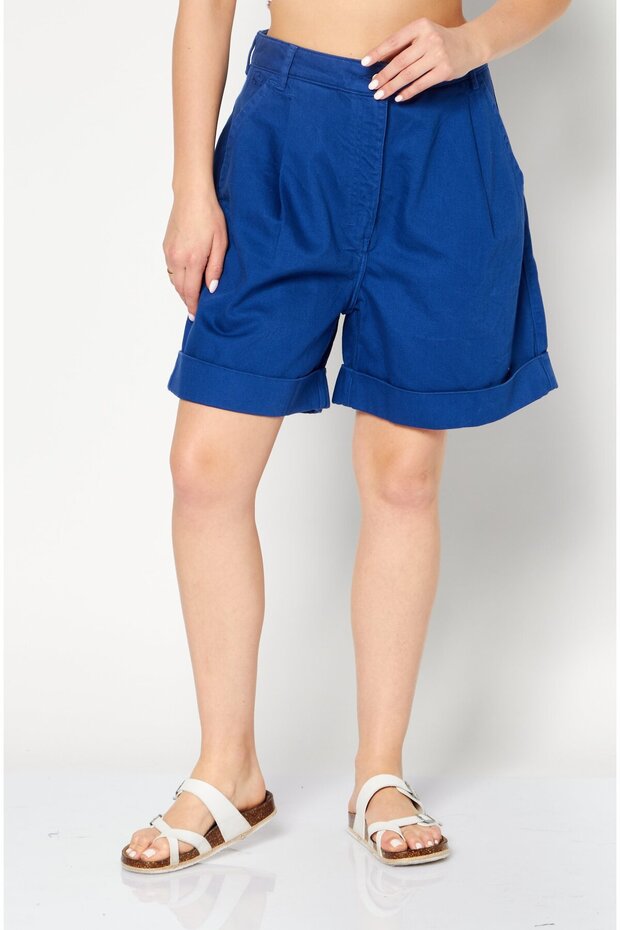 Women Solid Denim Shorts, Blue