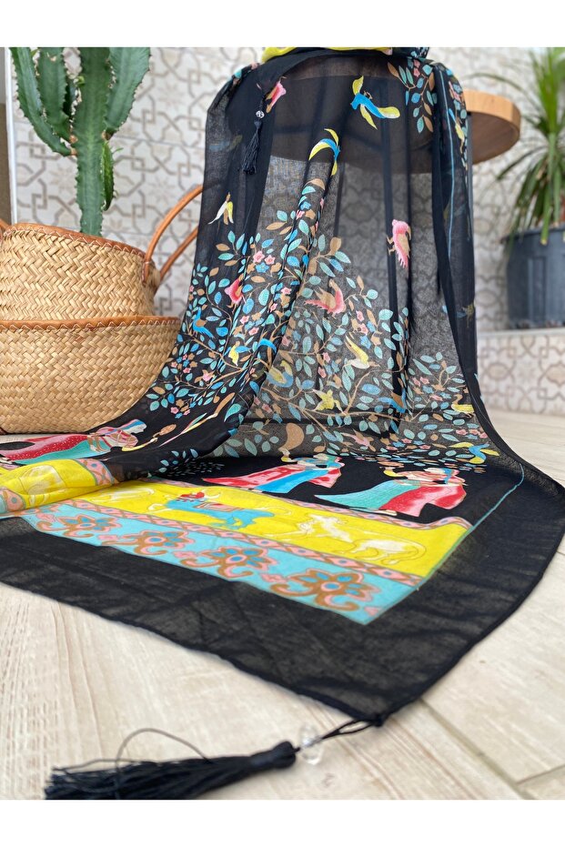 Ethnic Patterned Organic Cotton 100 X 180 cm Shawl Pareo 1758099