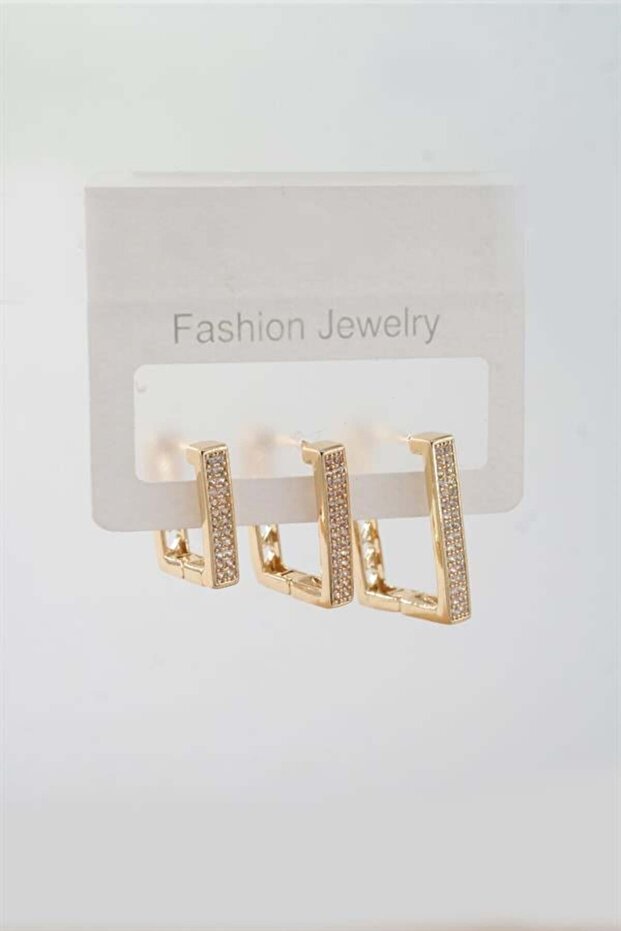 Women's Vip Series Zircon Stone 3 Size 3-Piece Earring Set