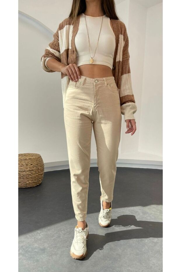 A.U.R.A >>>Women's High Belt Lycra Boyfrend Mom Jeans (S.T.R.A.I.G.H.T F.İ.T)