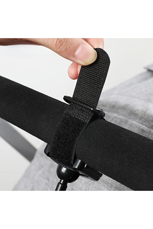 Set 2 Hooks for Stroller, Flippy, Plastic and Velcro, Max Load 2 kg, Black - 6