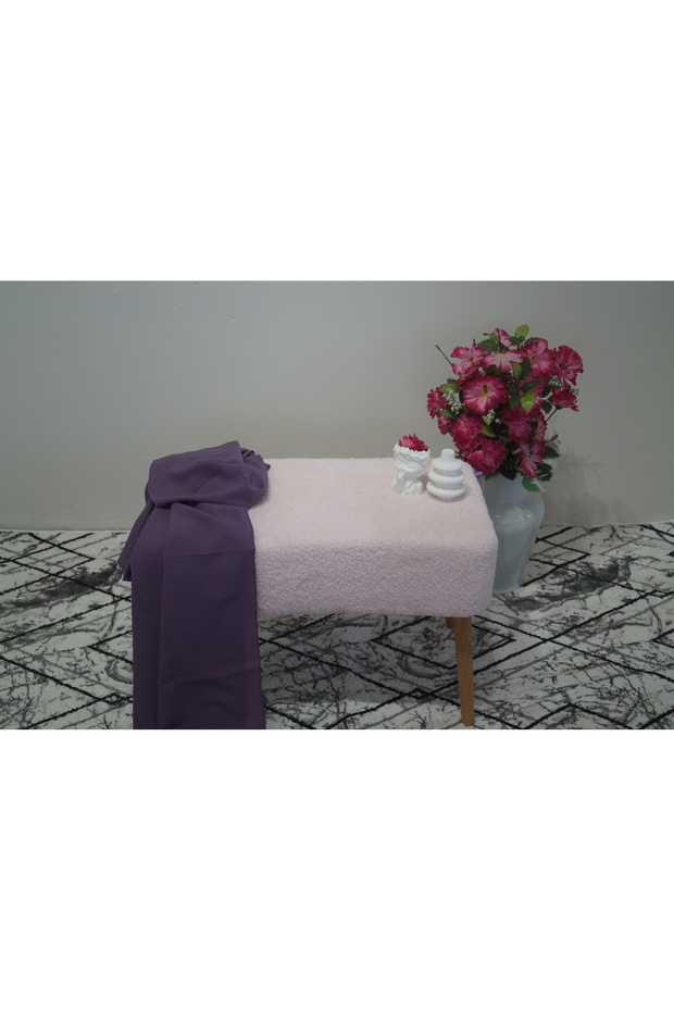 Teddy Dikdörtgen Puf Bench Ahşap Retro Ayak Dekoratif Peluş Tabure - 4